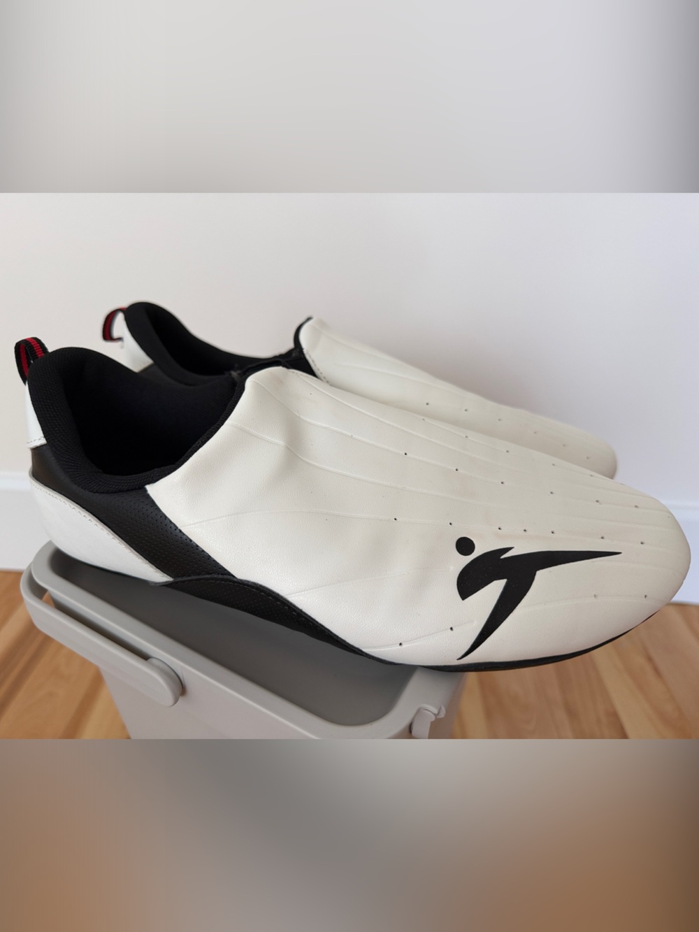 Men's White and Black Slip-On Athletic Shoes* martial art *